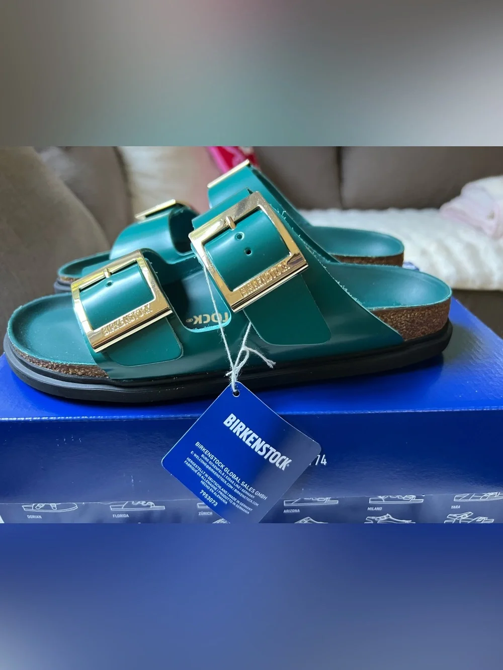 Birkenstock Arizona Droplet Buckle Cupsole High Shine Dark Teal EU 39 US 8